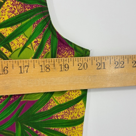 Sag Harbor Womens Size 14 Maxi Dress Magenta Green Yellow Hawaiian Floral V-Neck - Picture 8 of 11